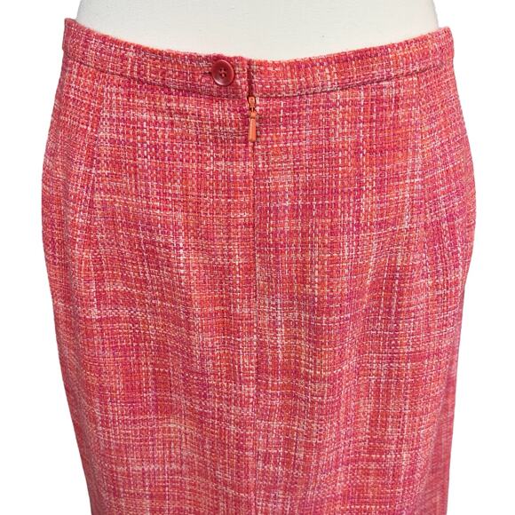 Talbots Pure Silk Skirt Sze 14 Heather Pink Tweed A Line Lined Back Zip and Slit - Picture 5 of 10